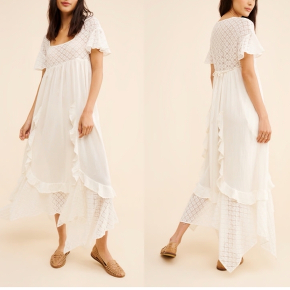 Free People Dresses & Skirts - Free People Bring The Romance Handkerchief Hem Maxi Dress